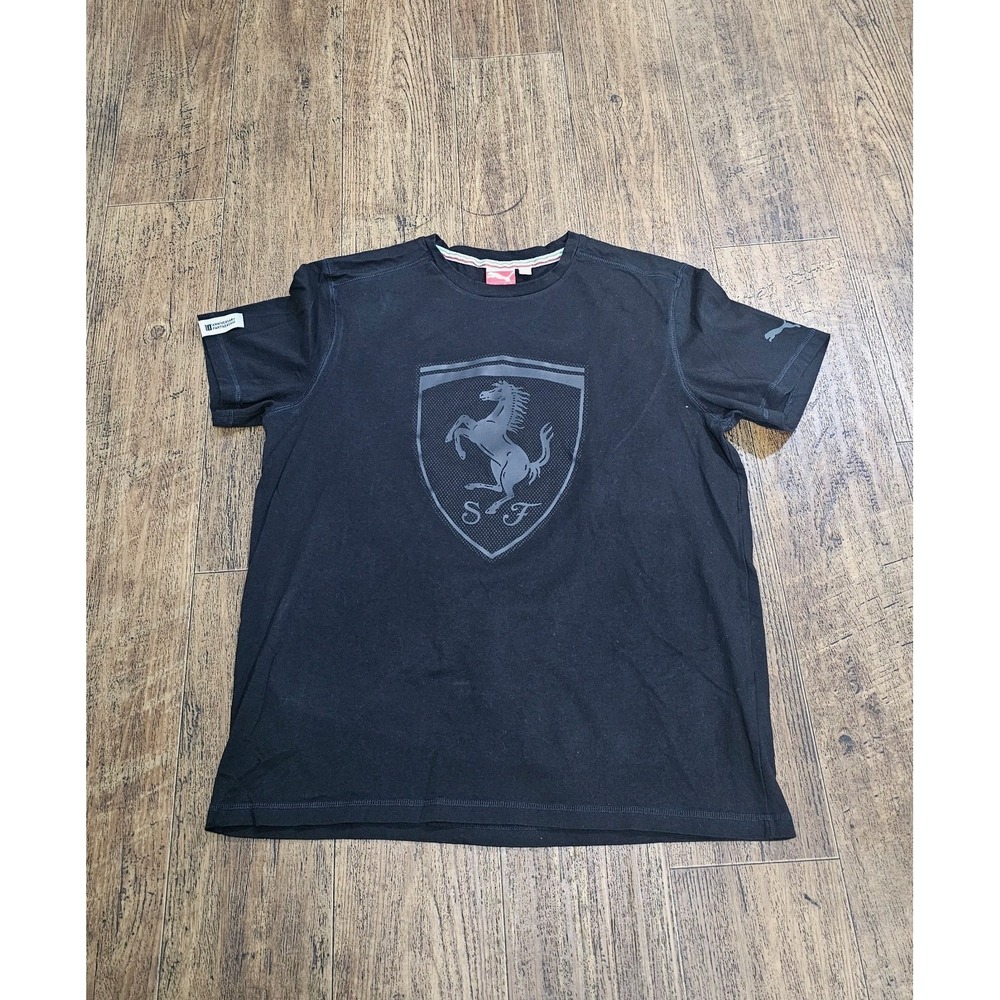 Puma Ferrari Shirt Mens Large Black 10th Anniversary Partnership Scuderia SF Tee